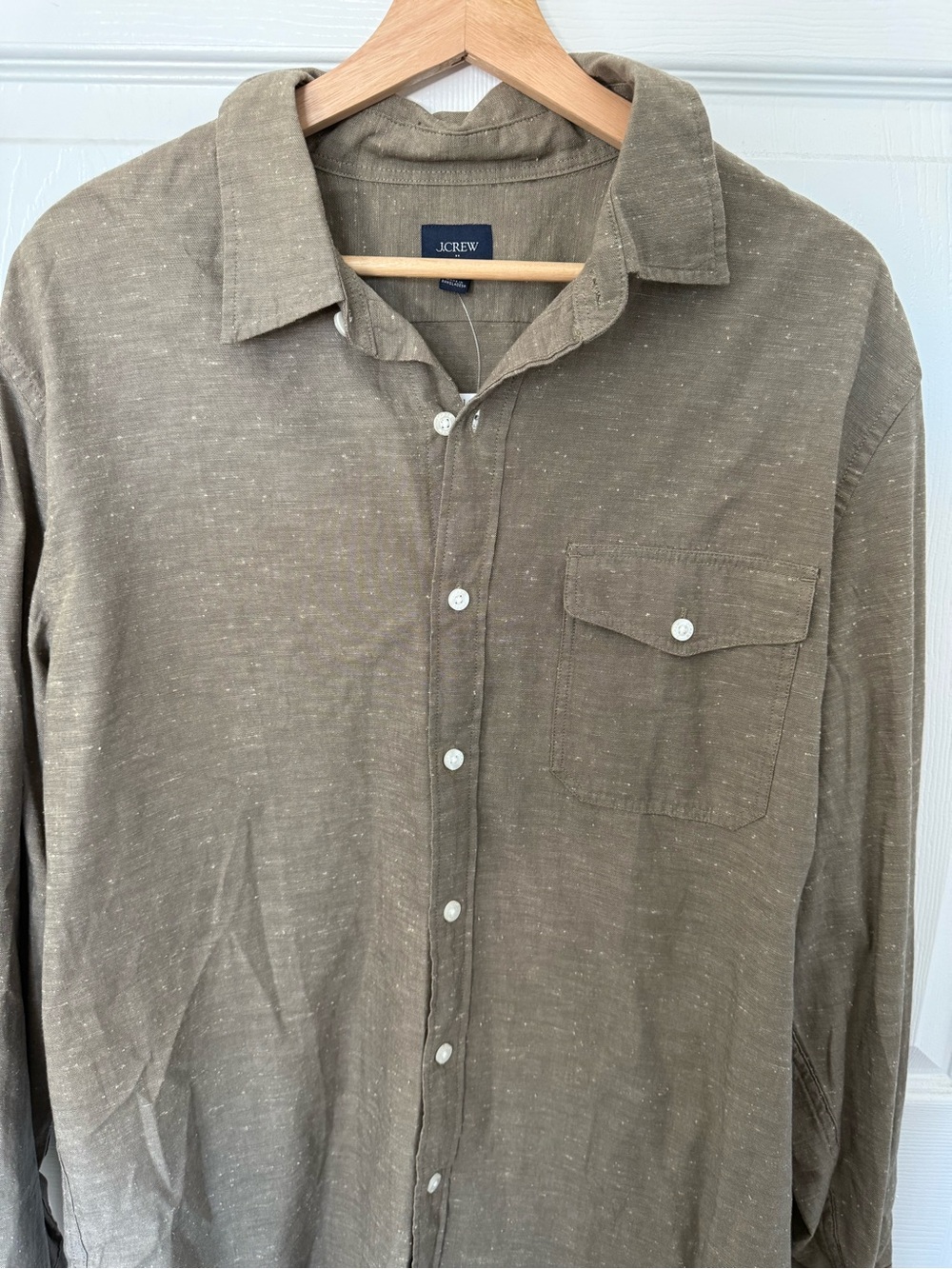 J. Crew Factory Olive Slub Button-Down Shirt